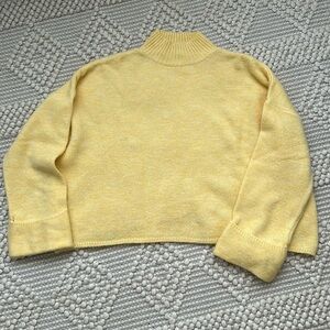 Mango pastel yellow mock neck sweater